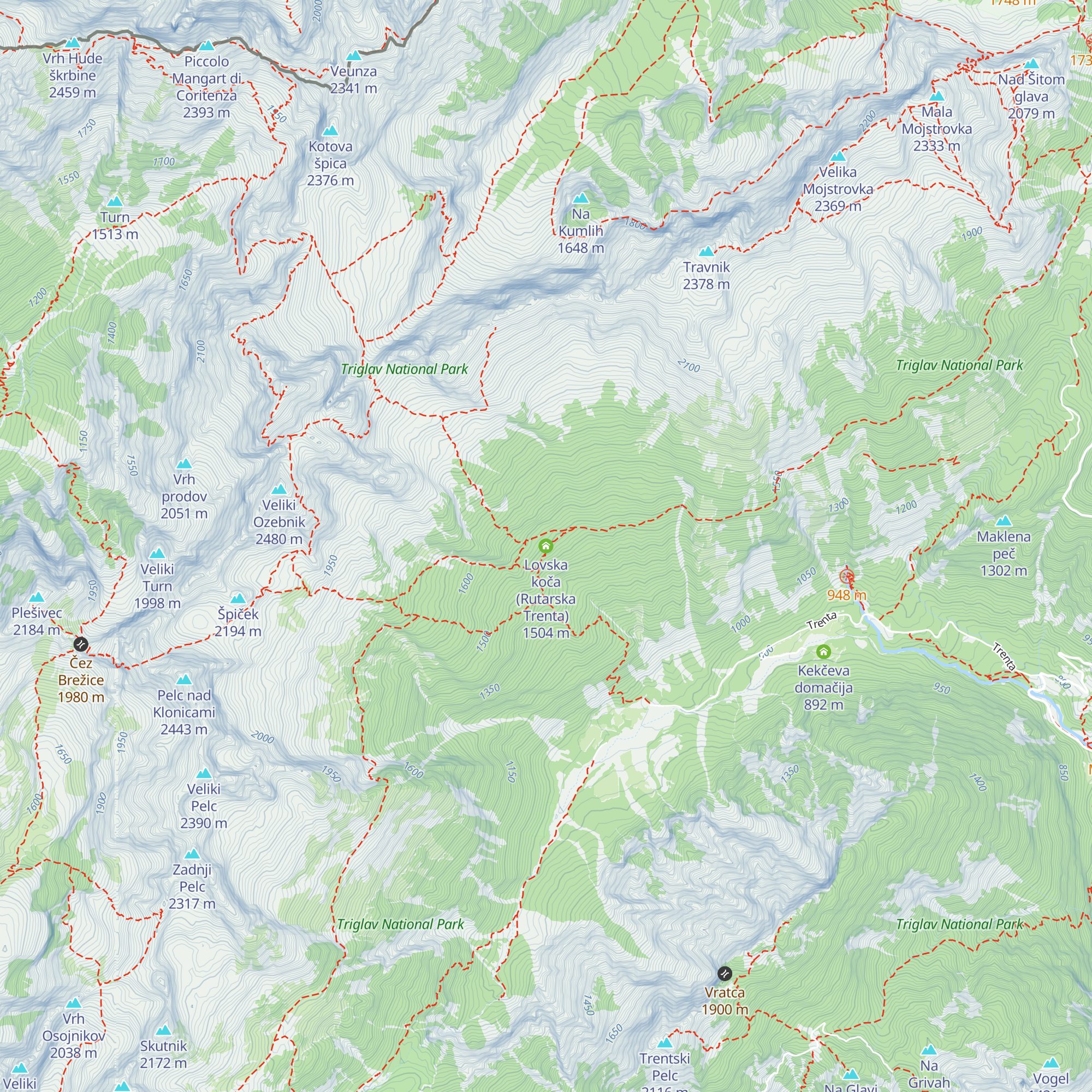 Lovska koča (Rutarska Trenta) map