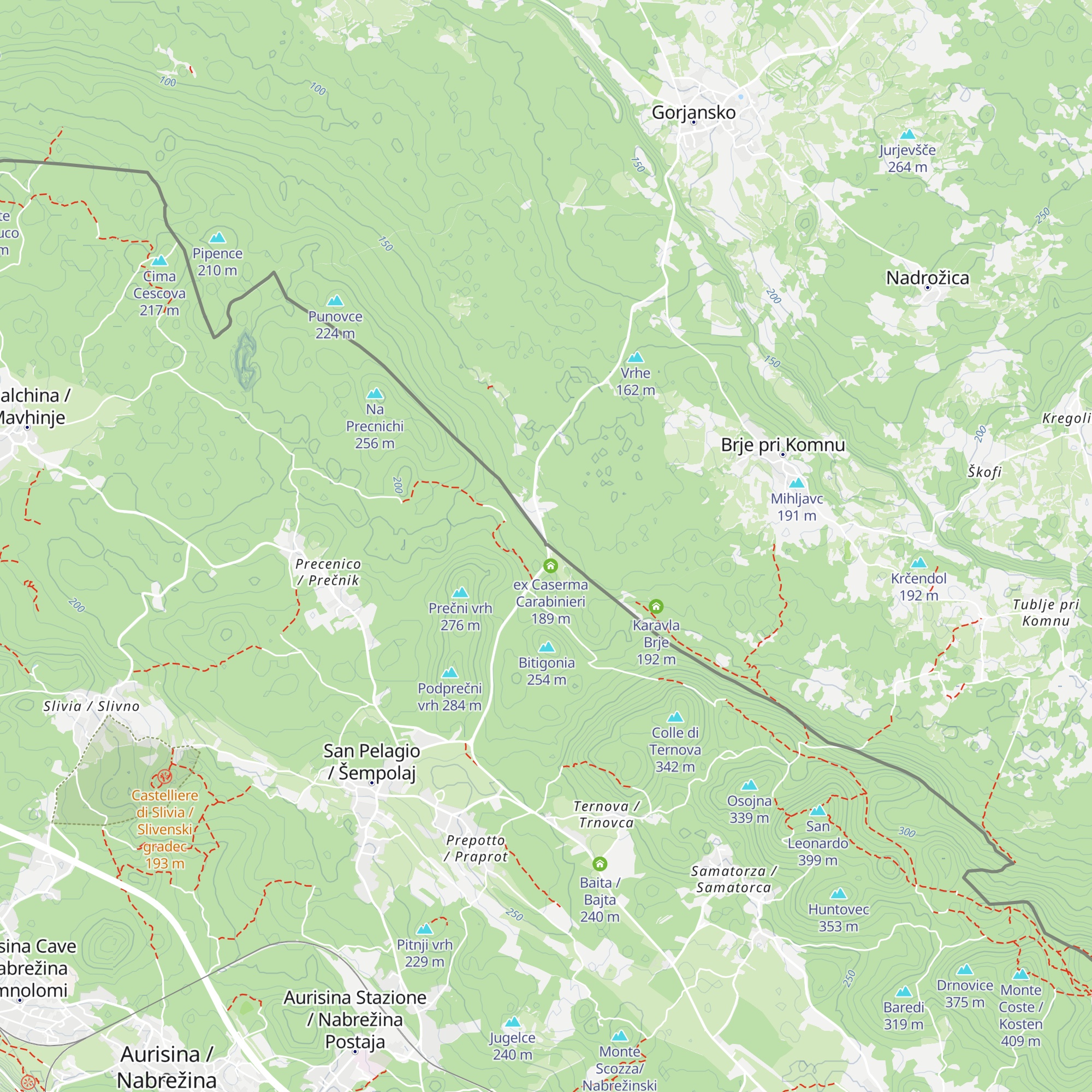 ex Valico di San Pelagio map