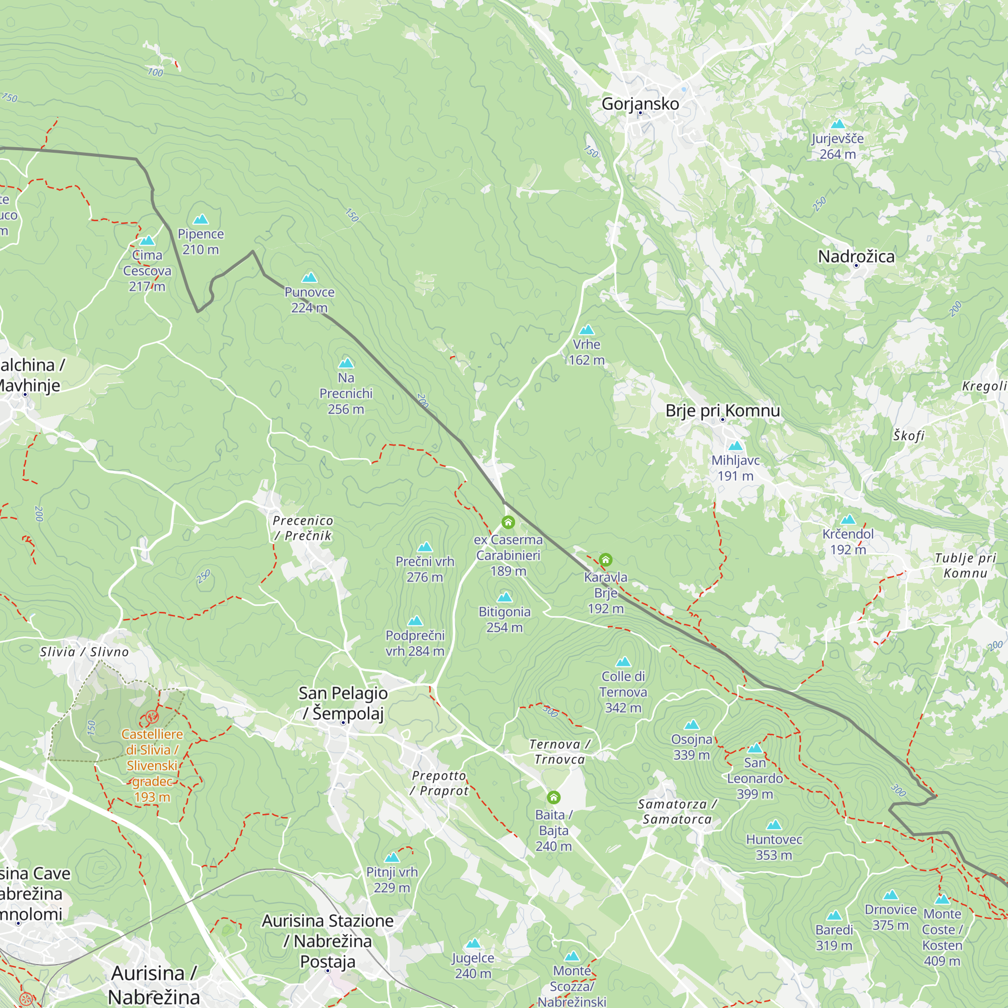 ex Valico di San Pelagio map