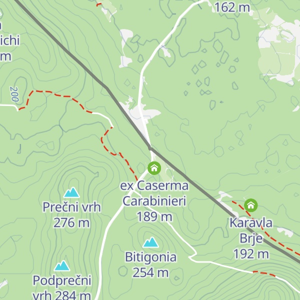 Map of ex Valico di San Pelagio