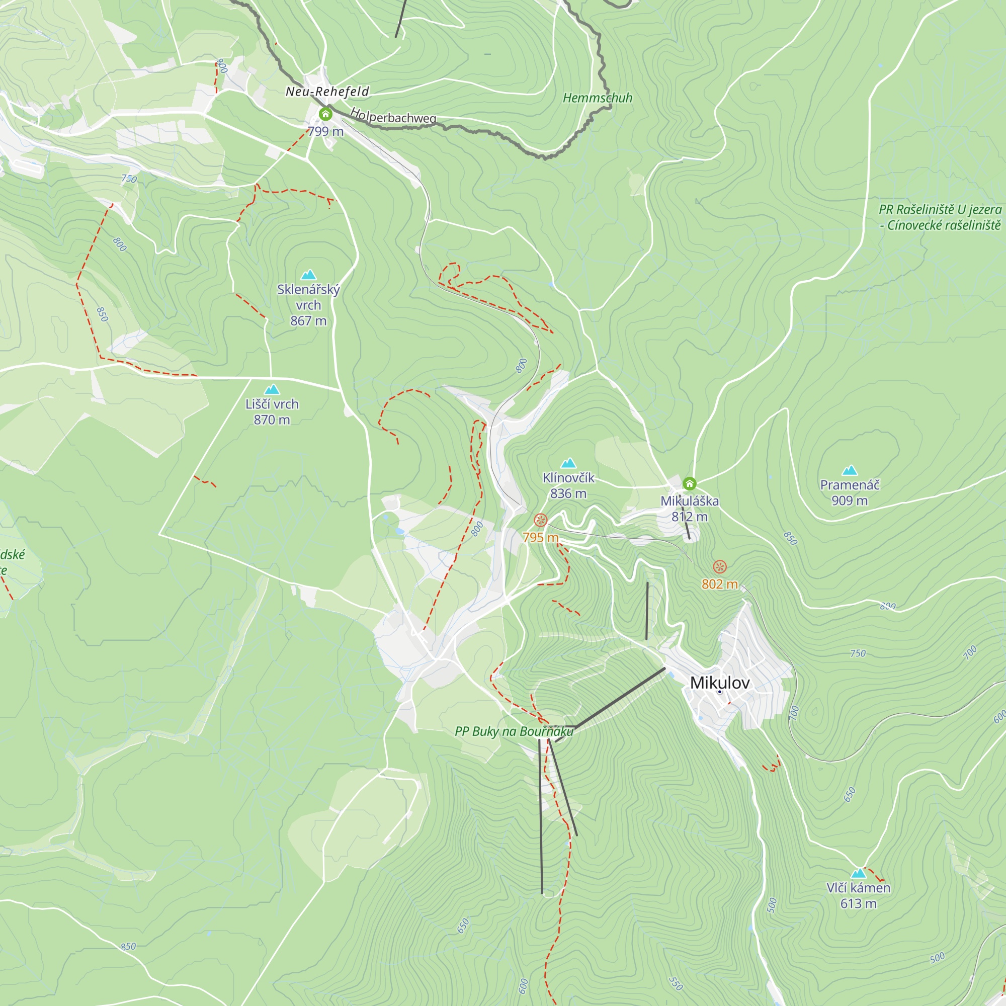 Bystřická Bouda map