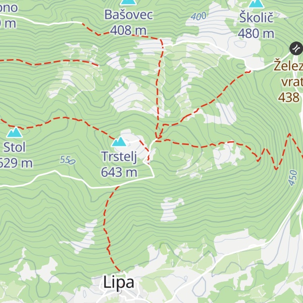 Map of Stjenkova koča na Trstelju