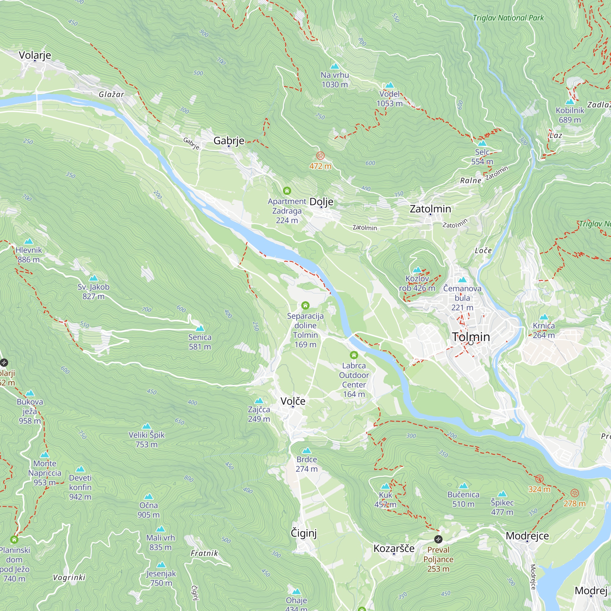 Separacija doline Tolmin map