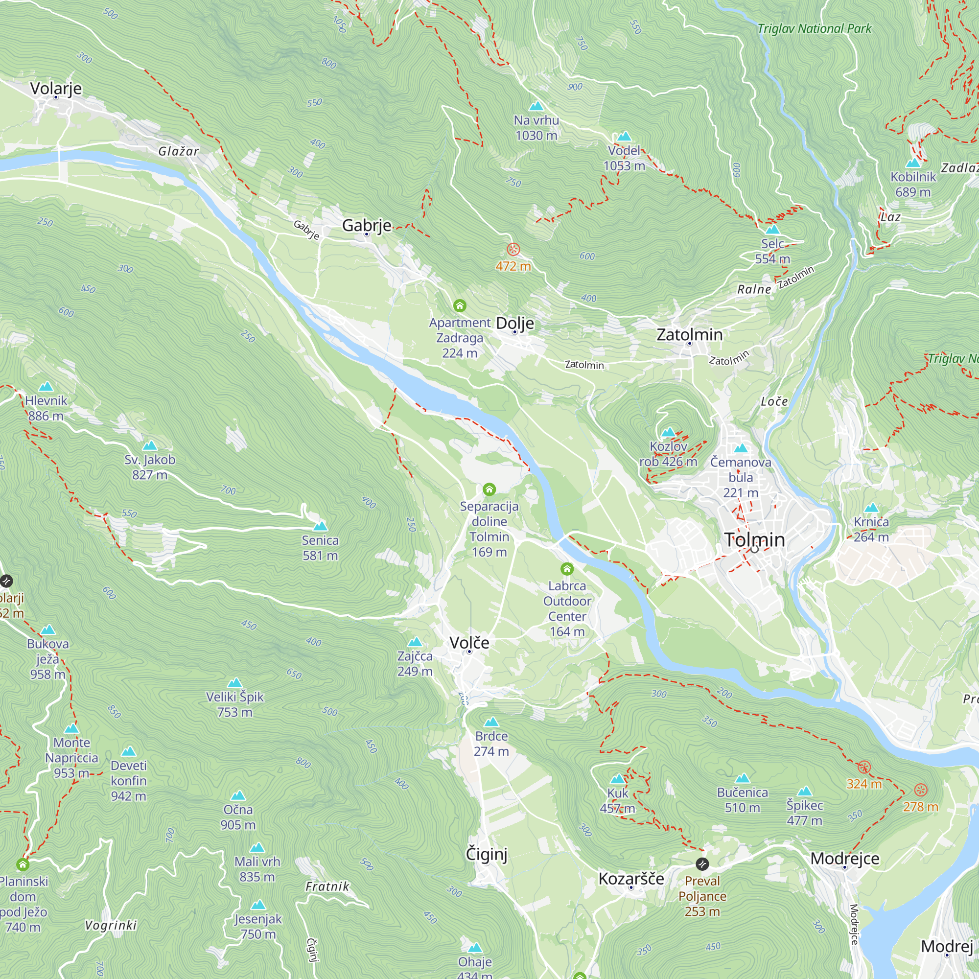 Separacija doline Tolmin map