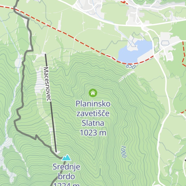 Map of Planinsko zavetišče Slatna