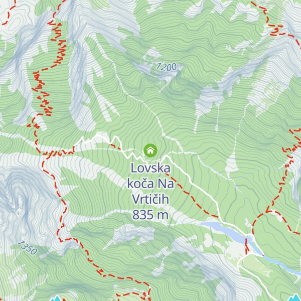 Map of Lovska koča Na Vrtičih