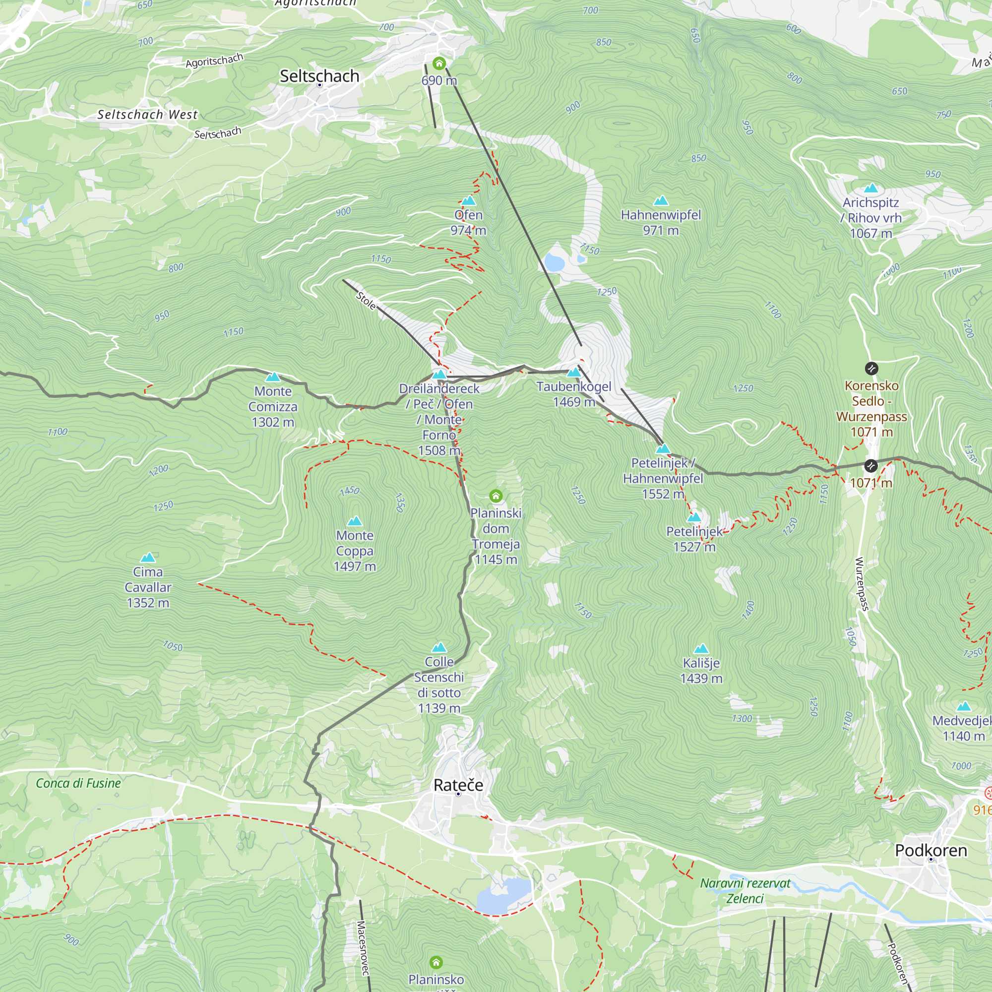 Planinski dom Tromeja map