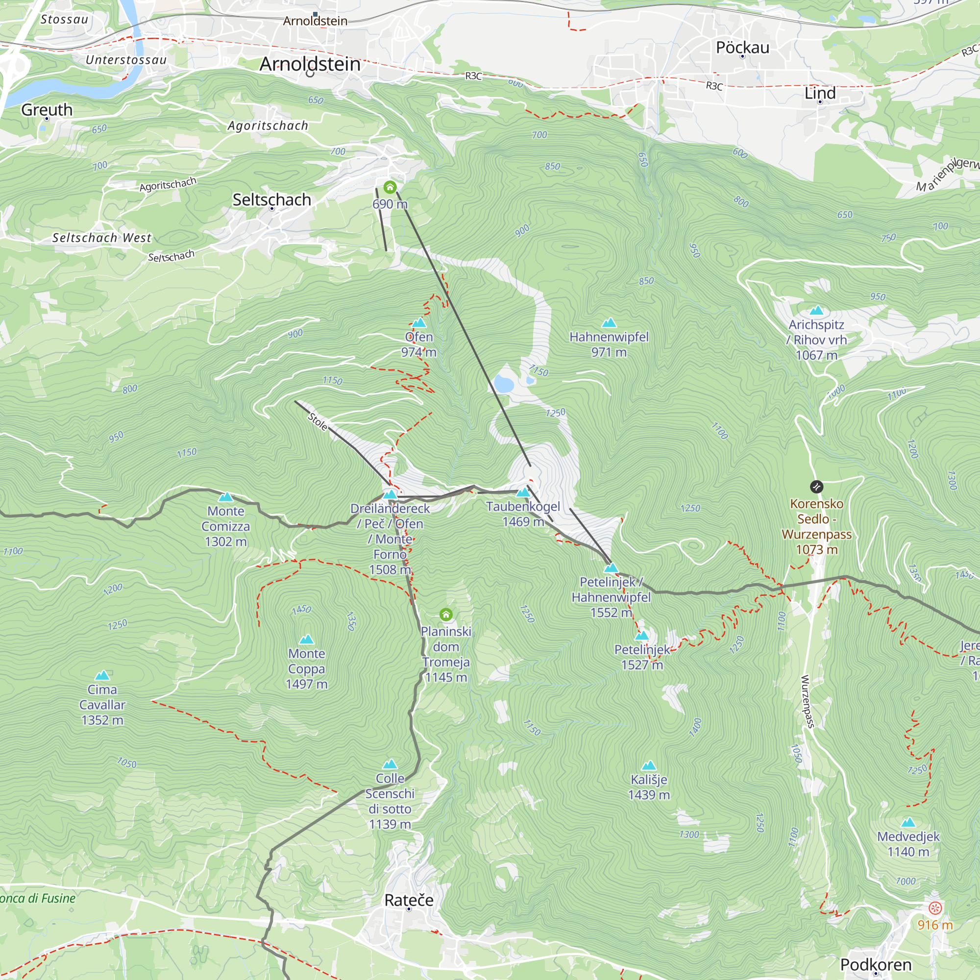 Dreiländereck Hütte map