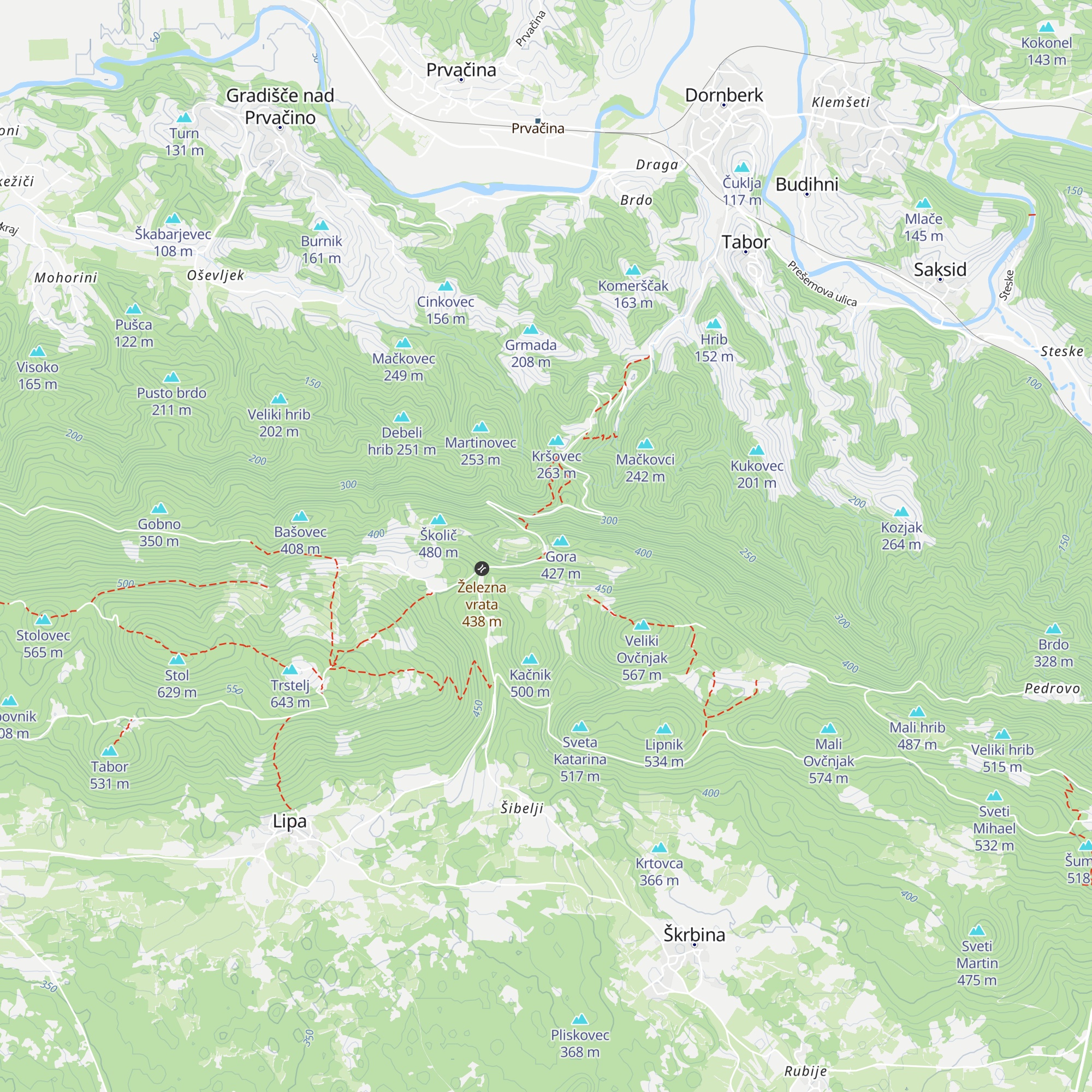 Lovska družina Tabor Dornberk Branik map