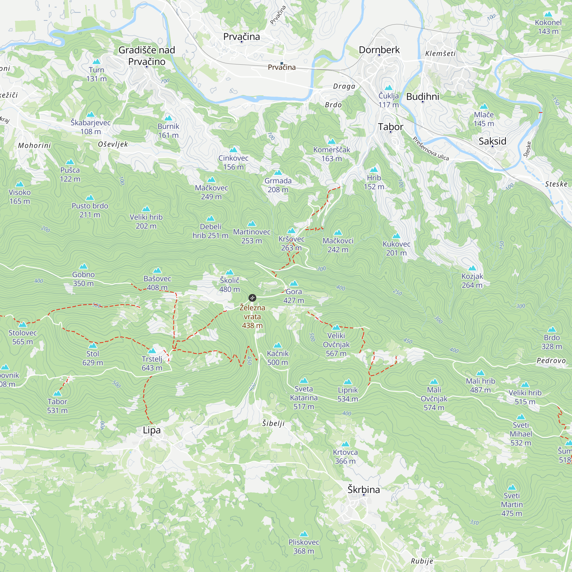 Lovska družina Tabor Dornberk Branik map