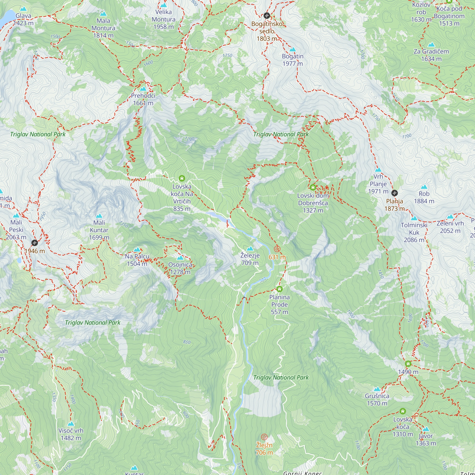 Lovska koča pod Osojnico map