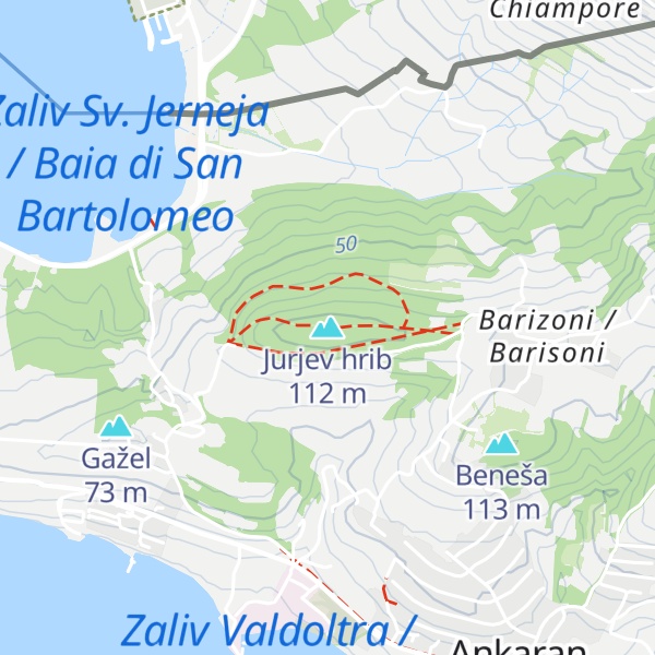 Map of Jurjev hrib