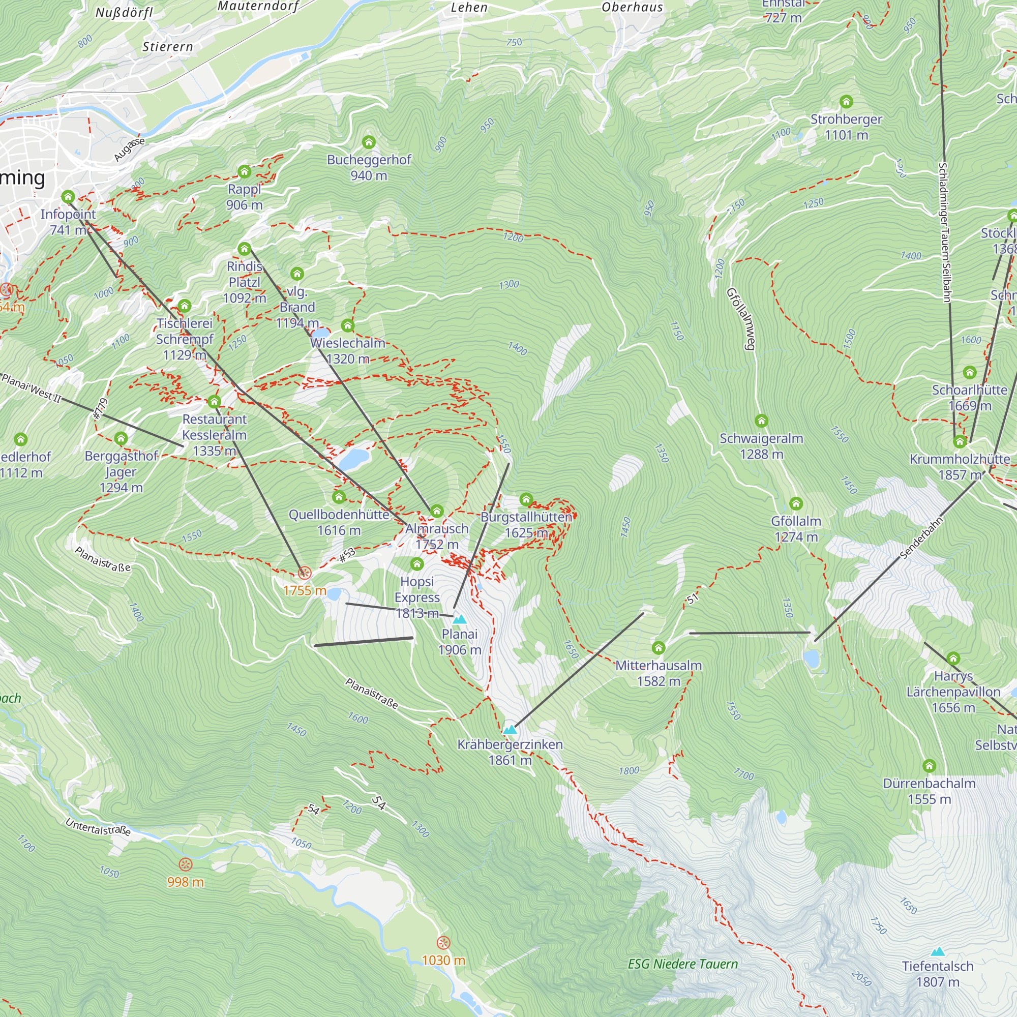 Naturfreundehütte Planai map