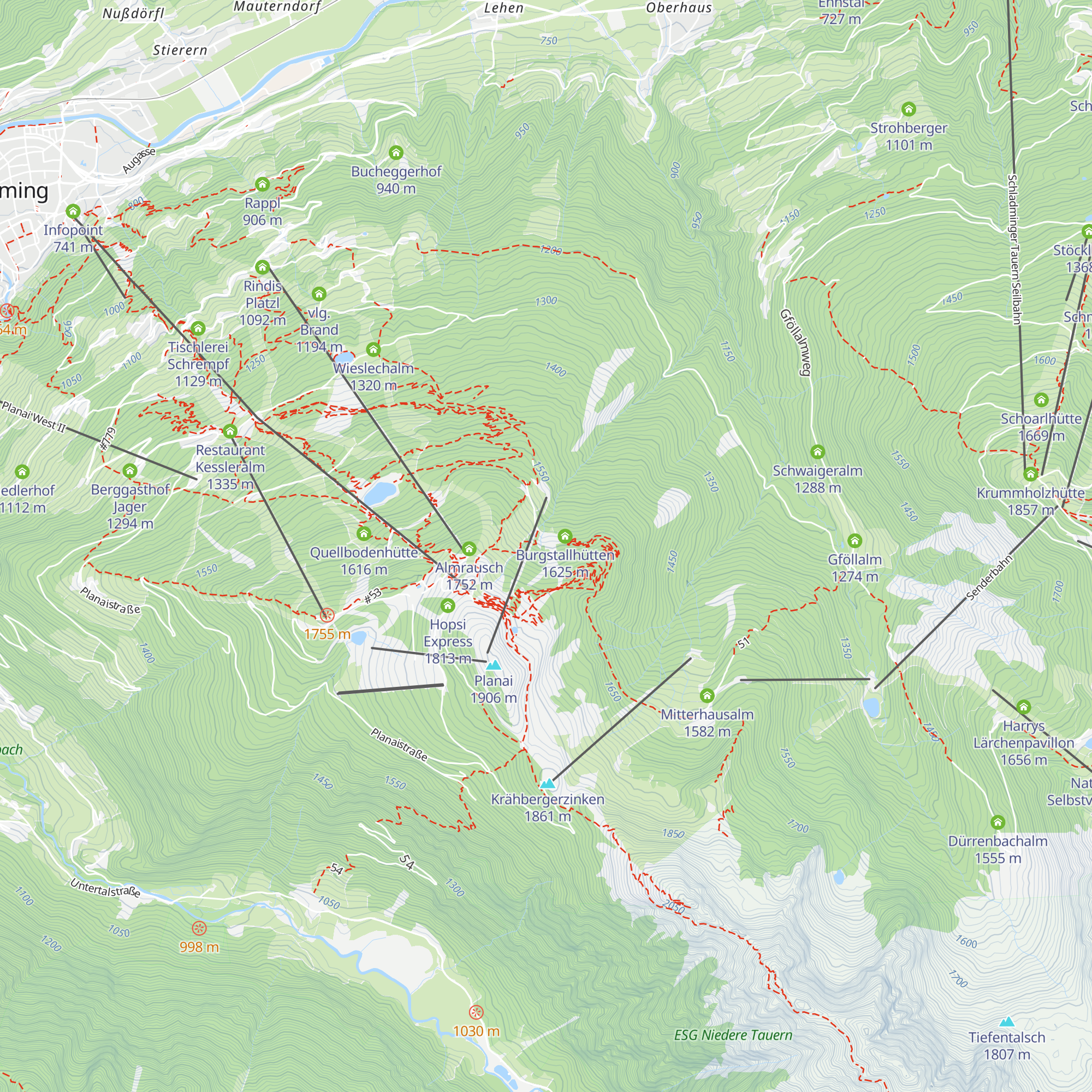 Naturfreundehütte Planai map