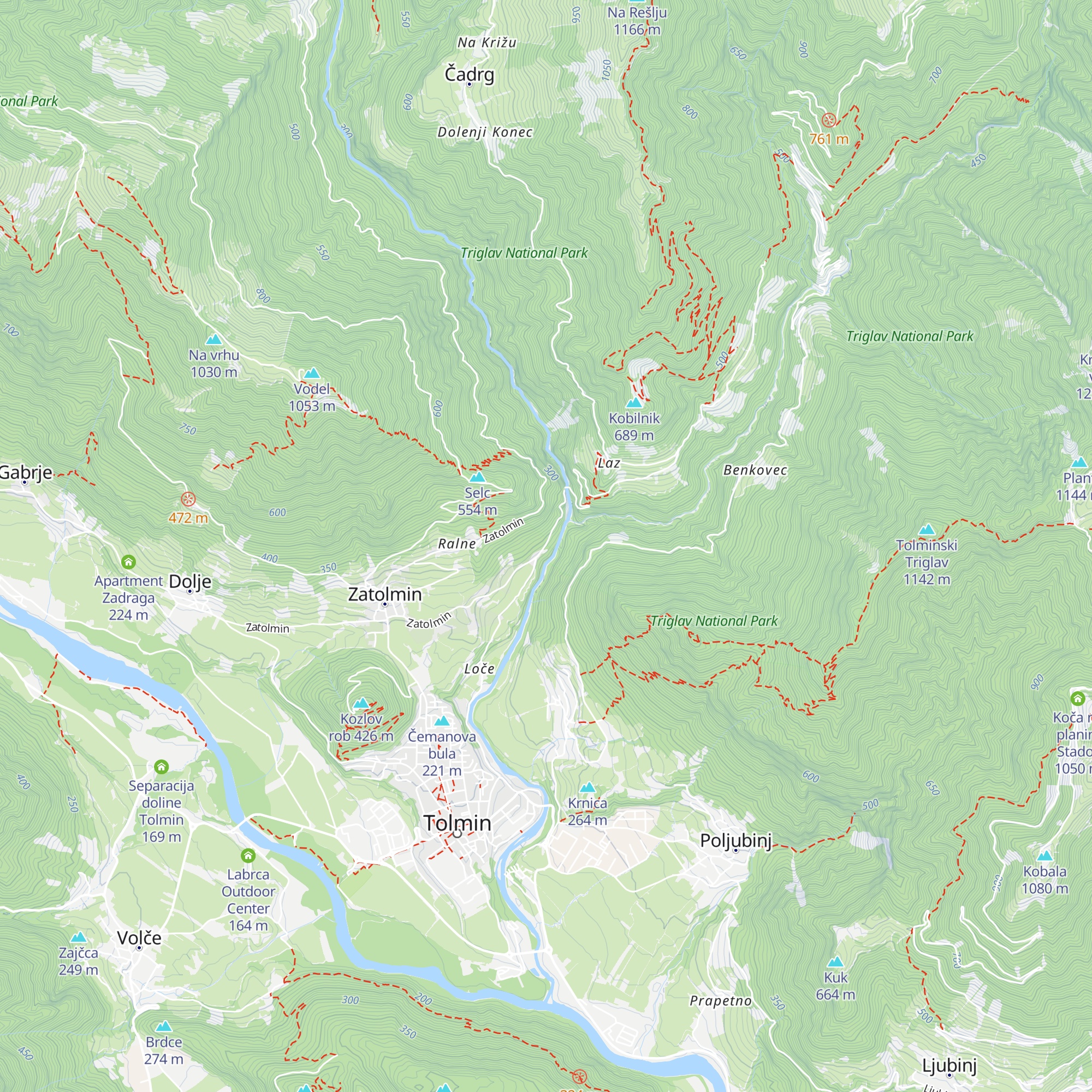 Tolmin Gorge map