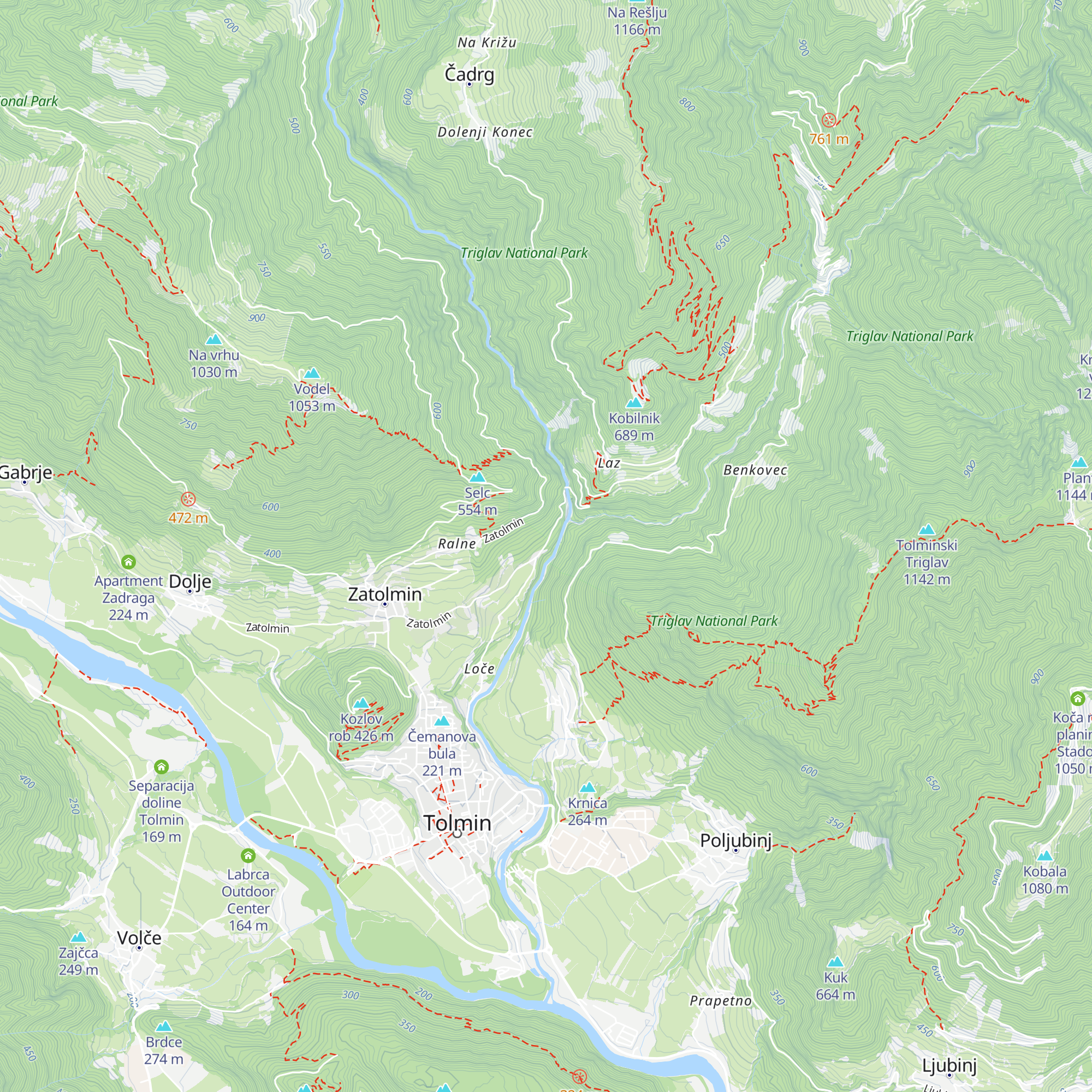 Tolmin Gorge map