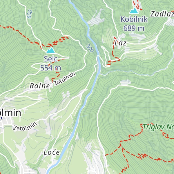 Map of Tolmin Gorge