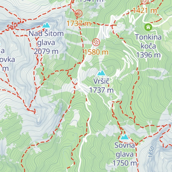 Map of Tičarjev dom na Vršiču