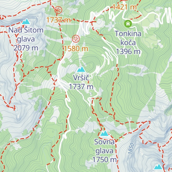 Map of Poštarski dom na Vršiču