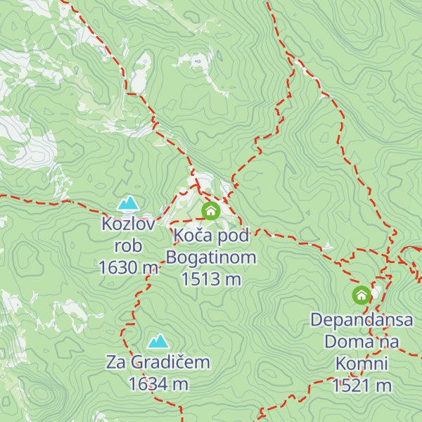 Map of Koča pod Bogatinom