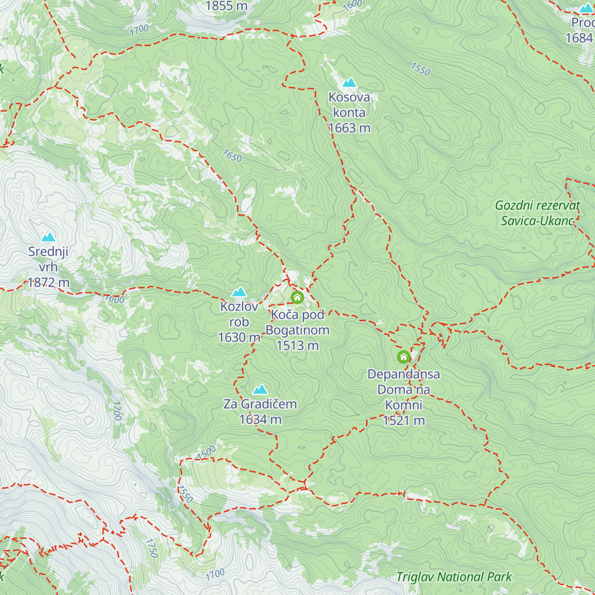 Koča pod Bogatinom map