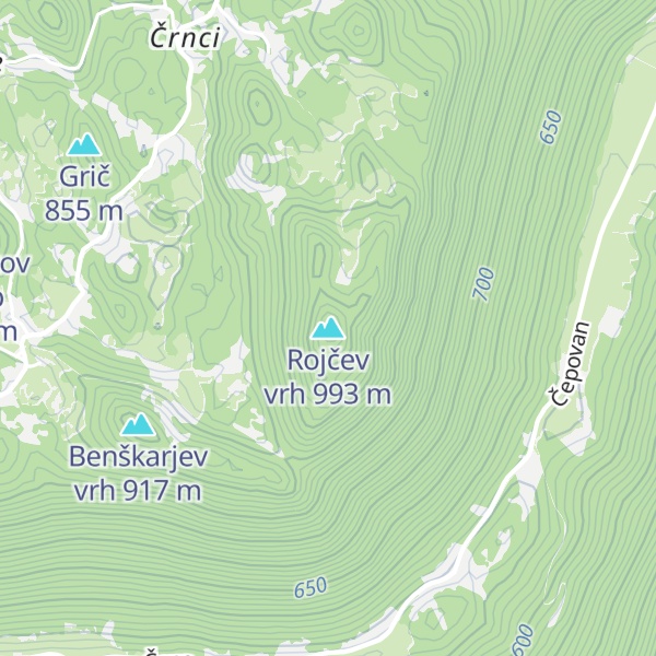 Map of Rojčev vrh