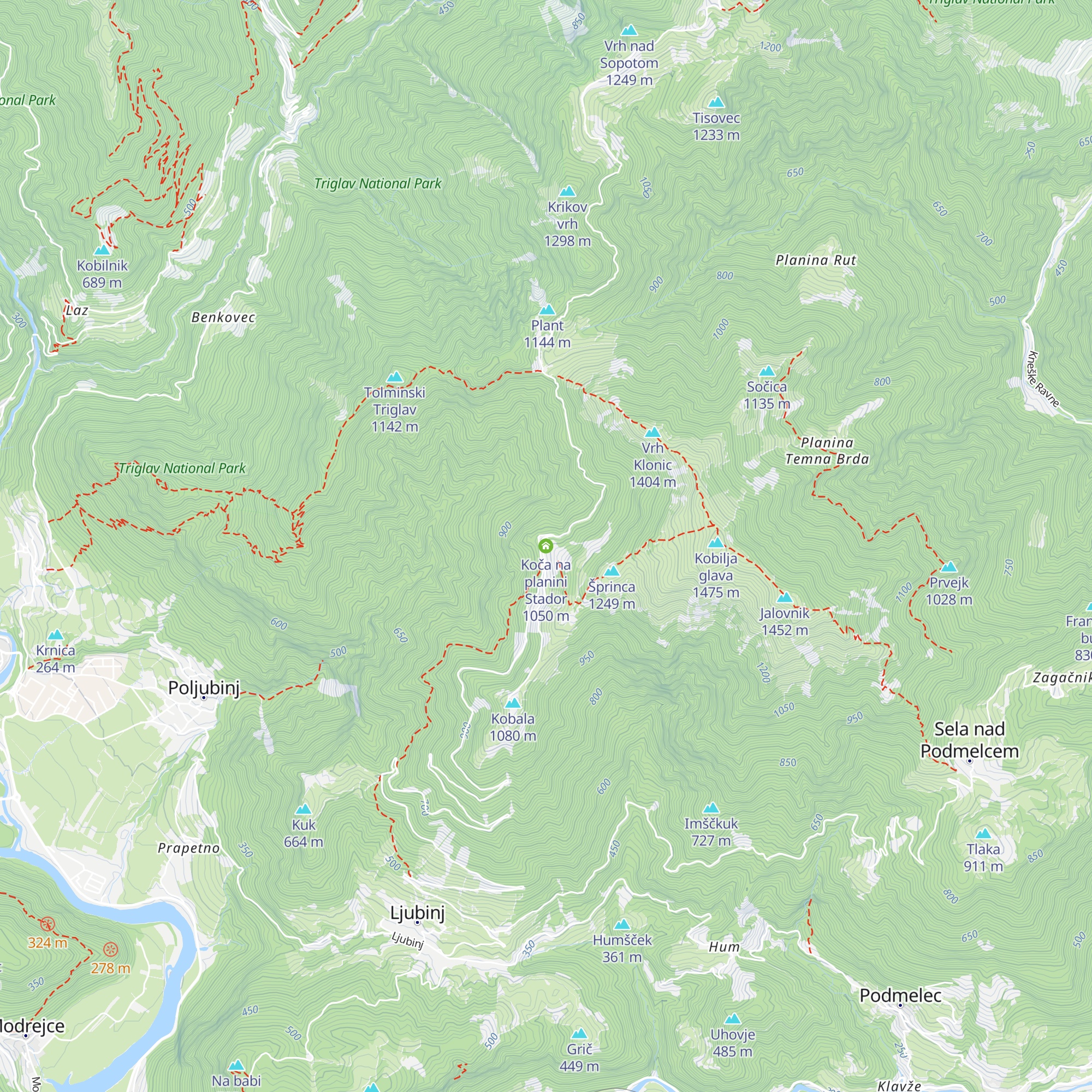 Koča na planini Stador map