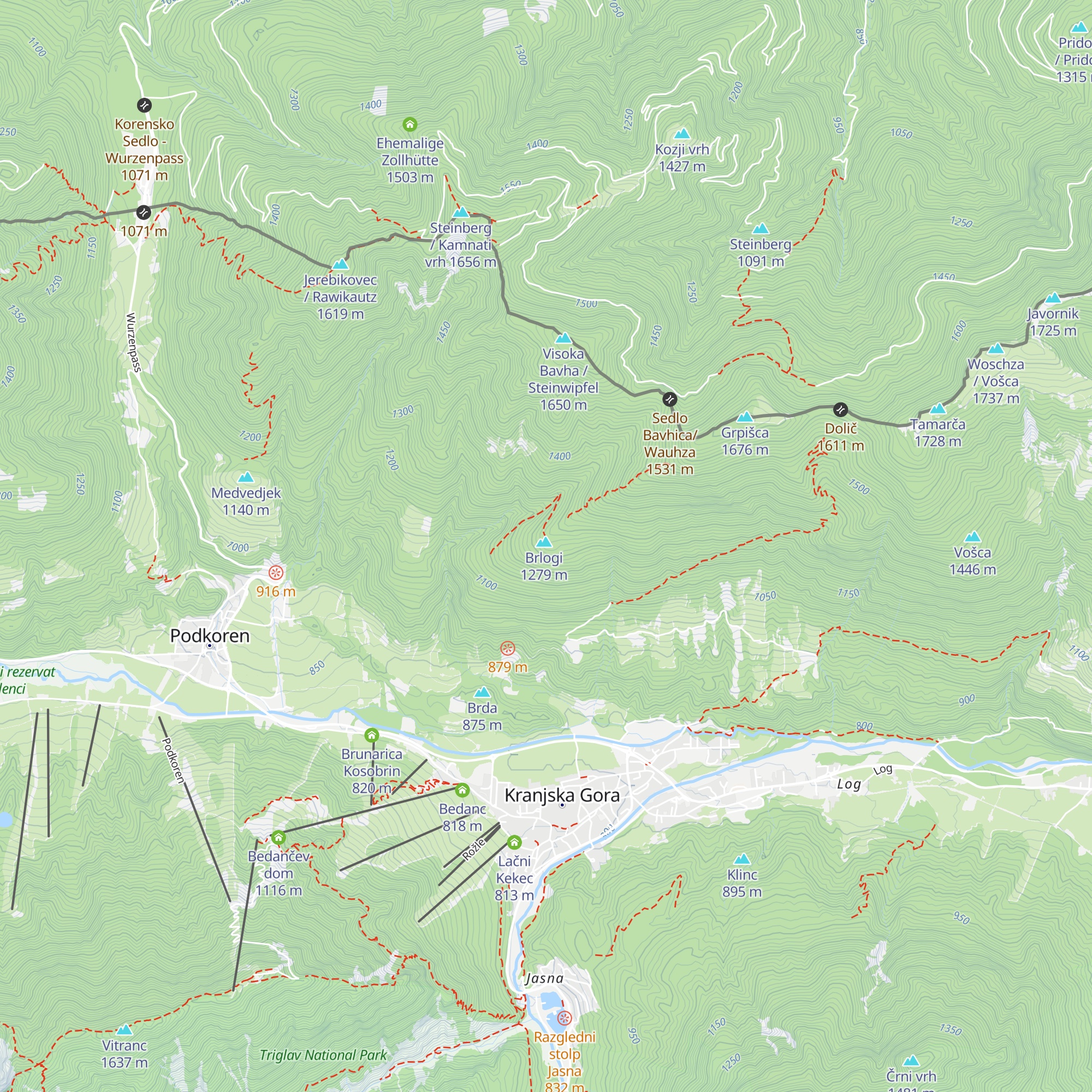 Lovska koča Brvog map