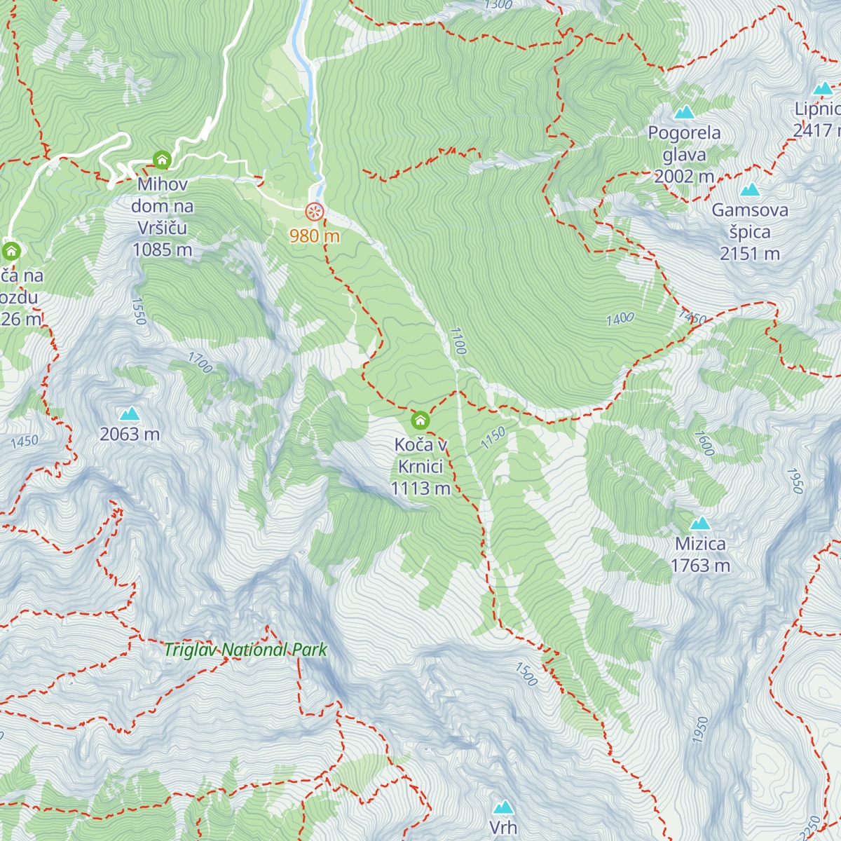 Koča v Krnici map