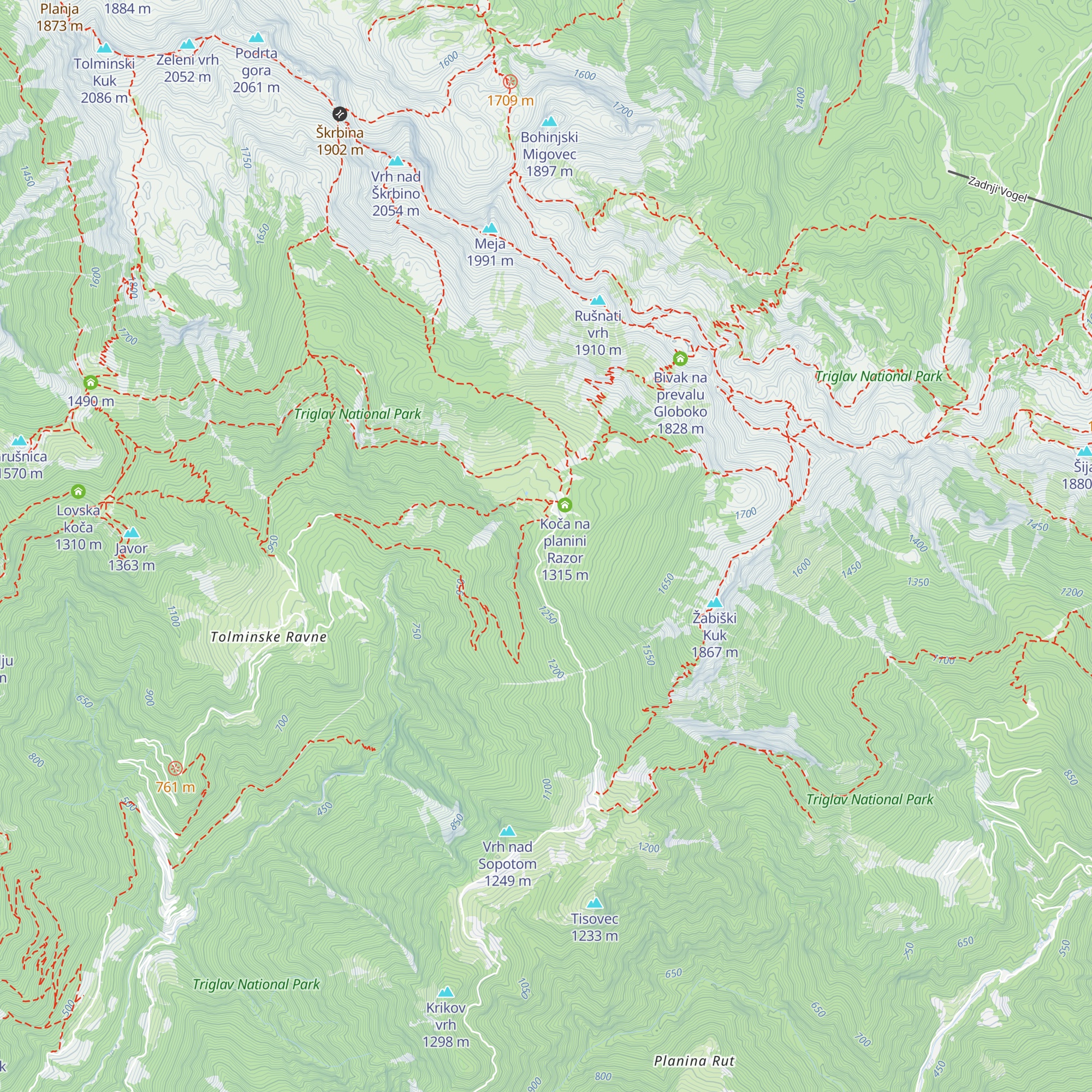Lovska koča na planini Razor map