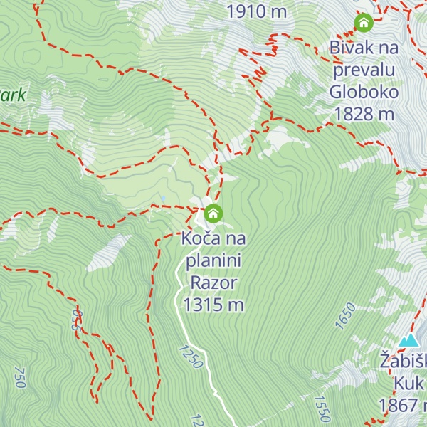 Map of Koča na planini Razor