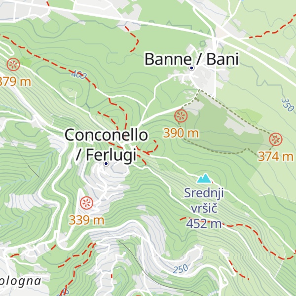 Map of Monte Belvedere / Banovski hrib