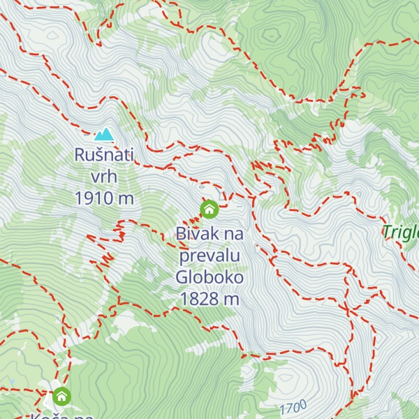Map of Bivak na prevalu Globoko
