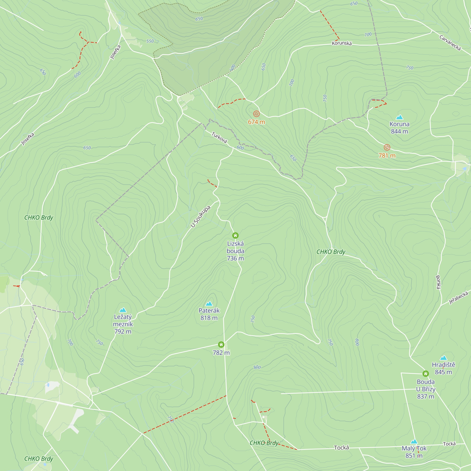 Lizská bouda map