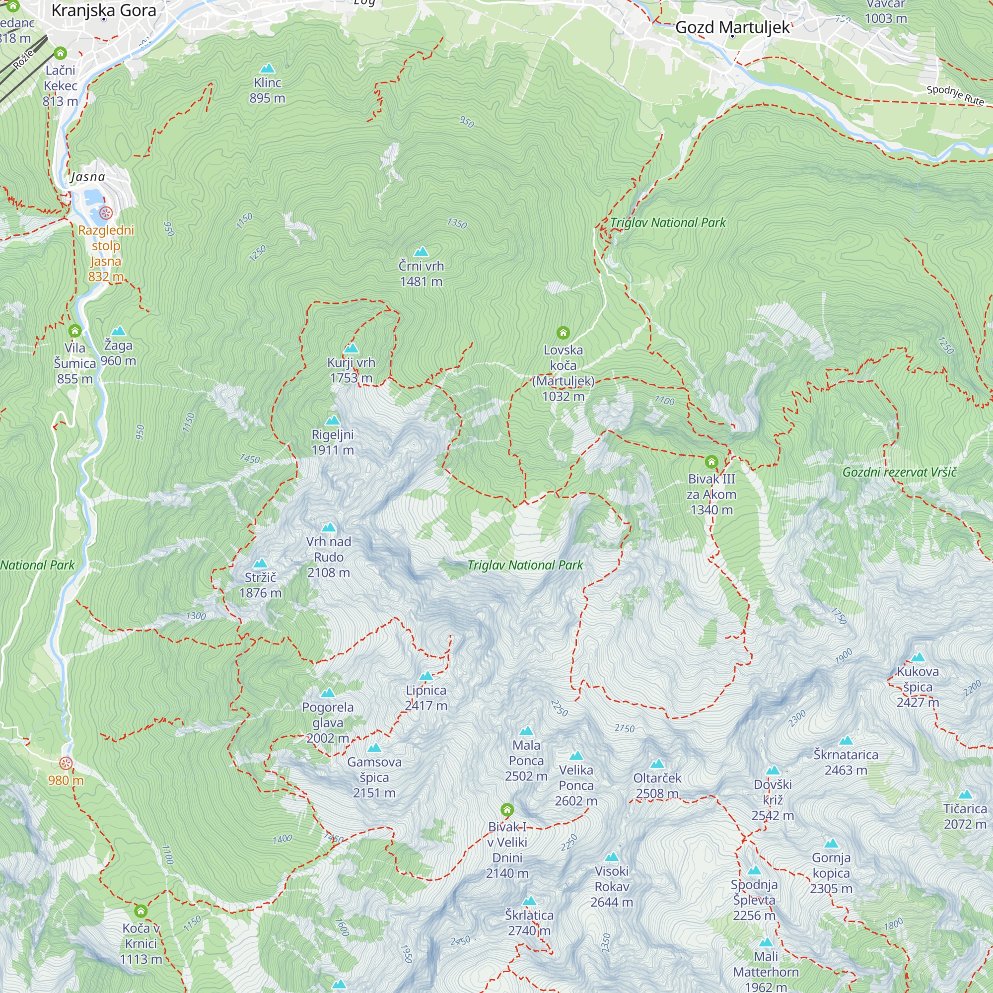 Bivak pod Špikom map