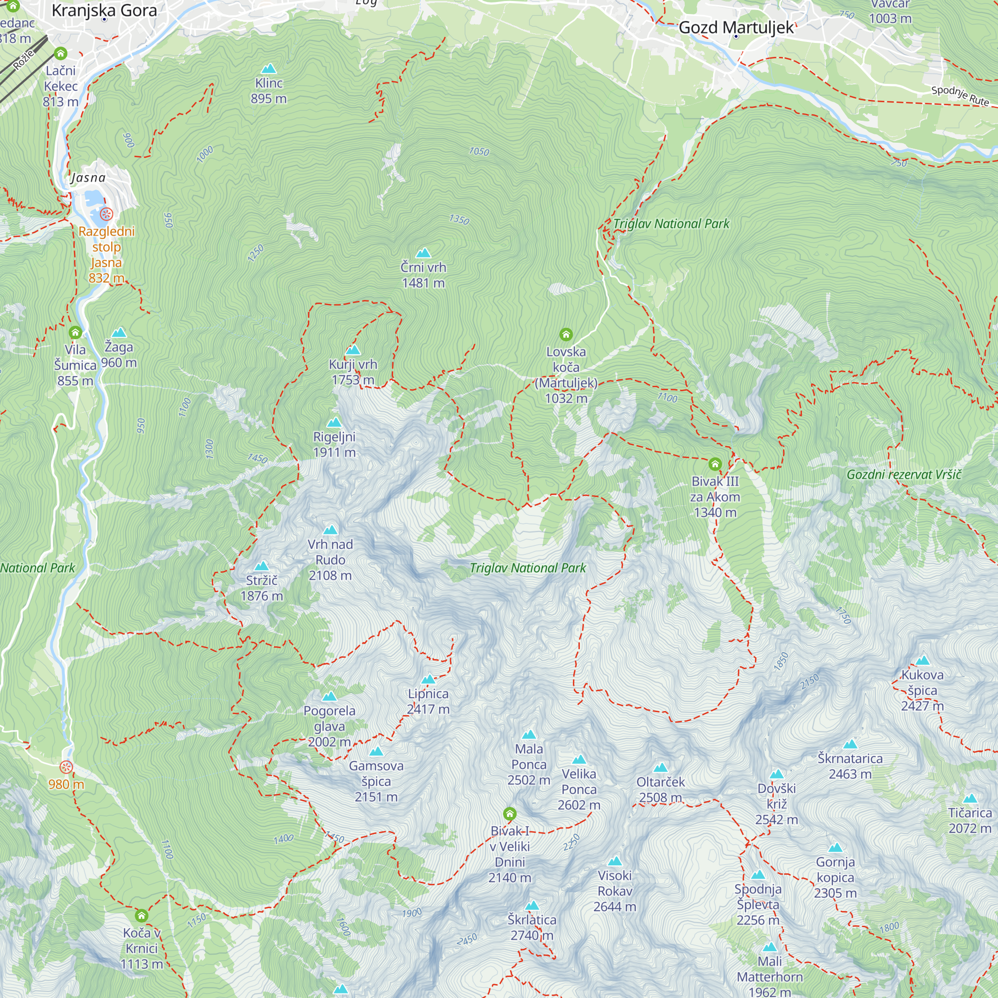 Bivak pod Špikom map