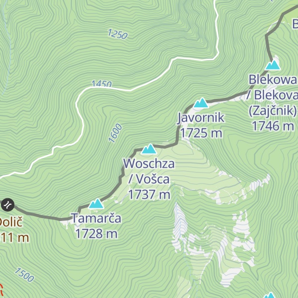 Map of Woschza / Vošca