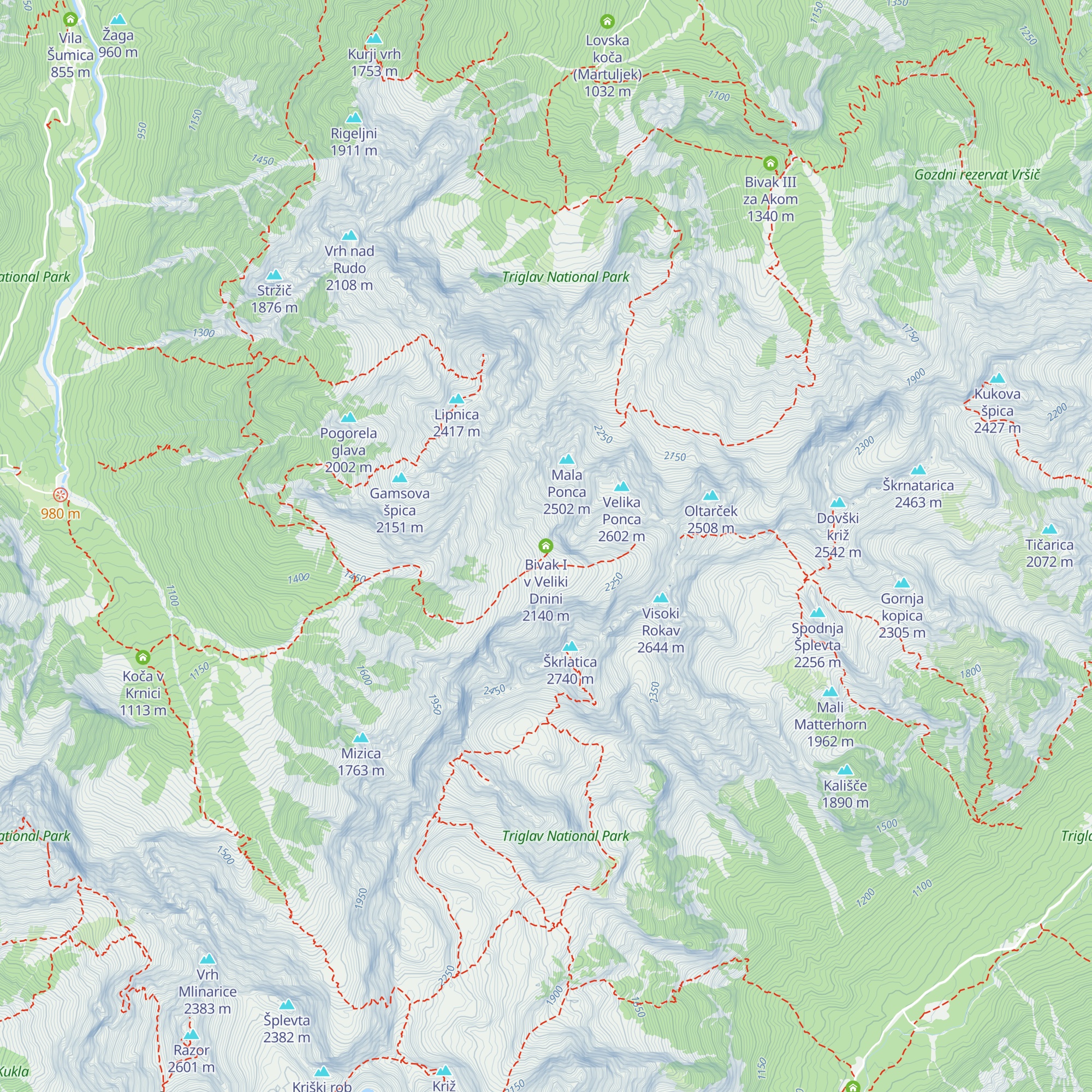 Bivak I v Veliki Dnini map