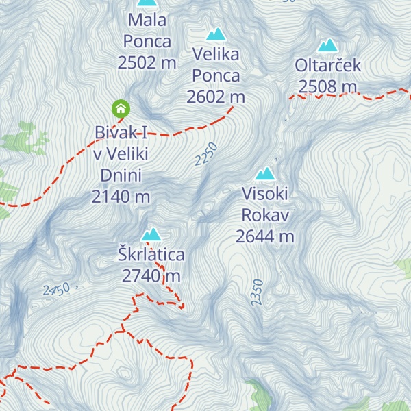 Map of Vrh Rokavskega grebena