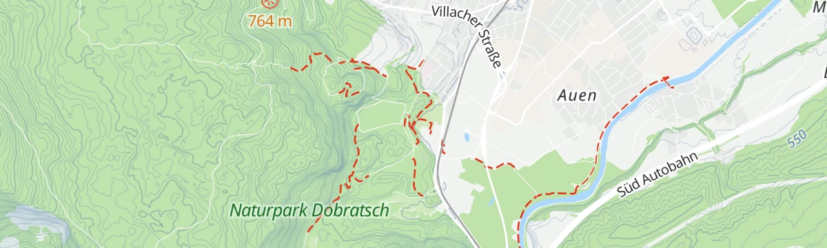 Map of the start of Weg des Buches, 13. Etappe: Warmbad Villach - Agoritschach/Arnoldstein