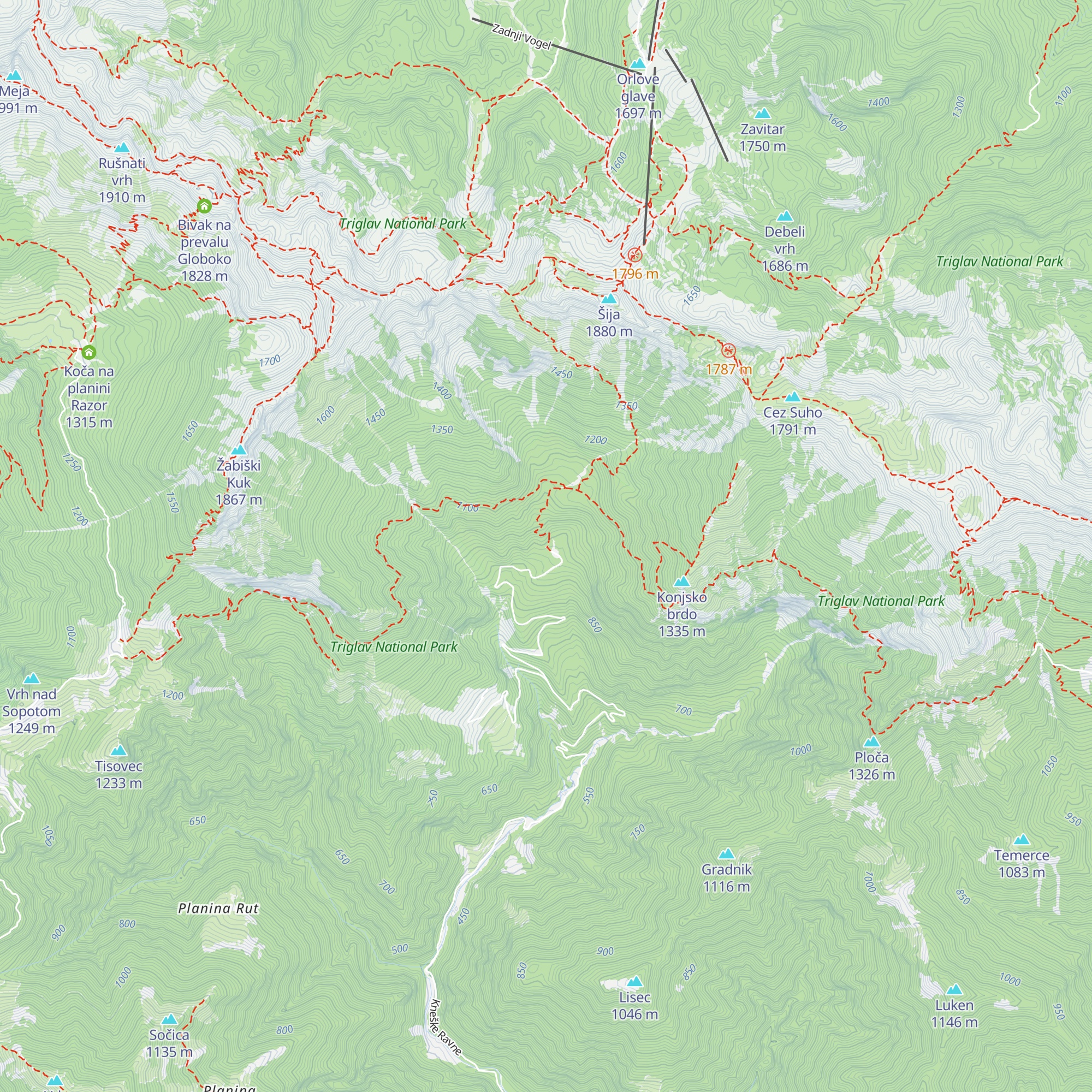 Spodnja koča v Prodih map