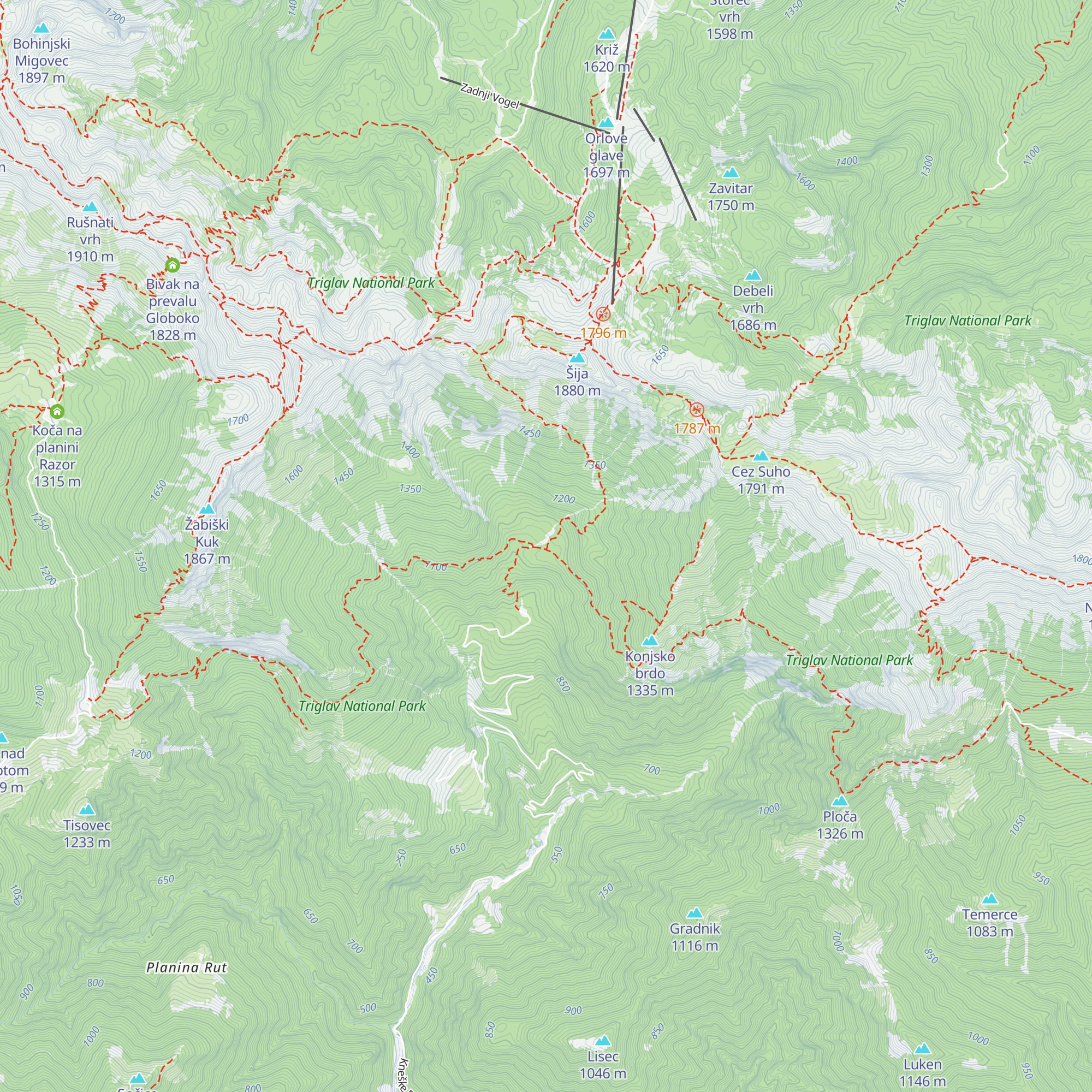 Gornja lovska koča v Prodih map