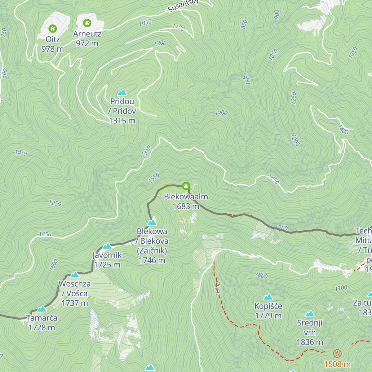 Blekowaalm map