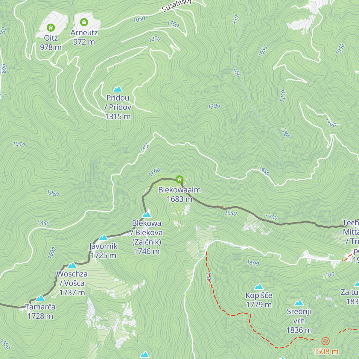 Blekowaalm map