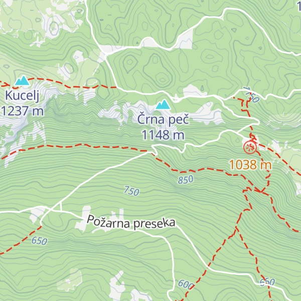Map of Bivak Črna peč (LD Čaven)