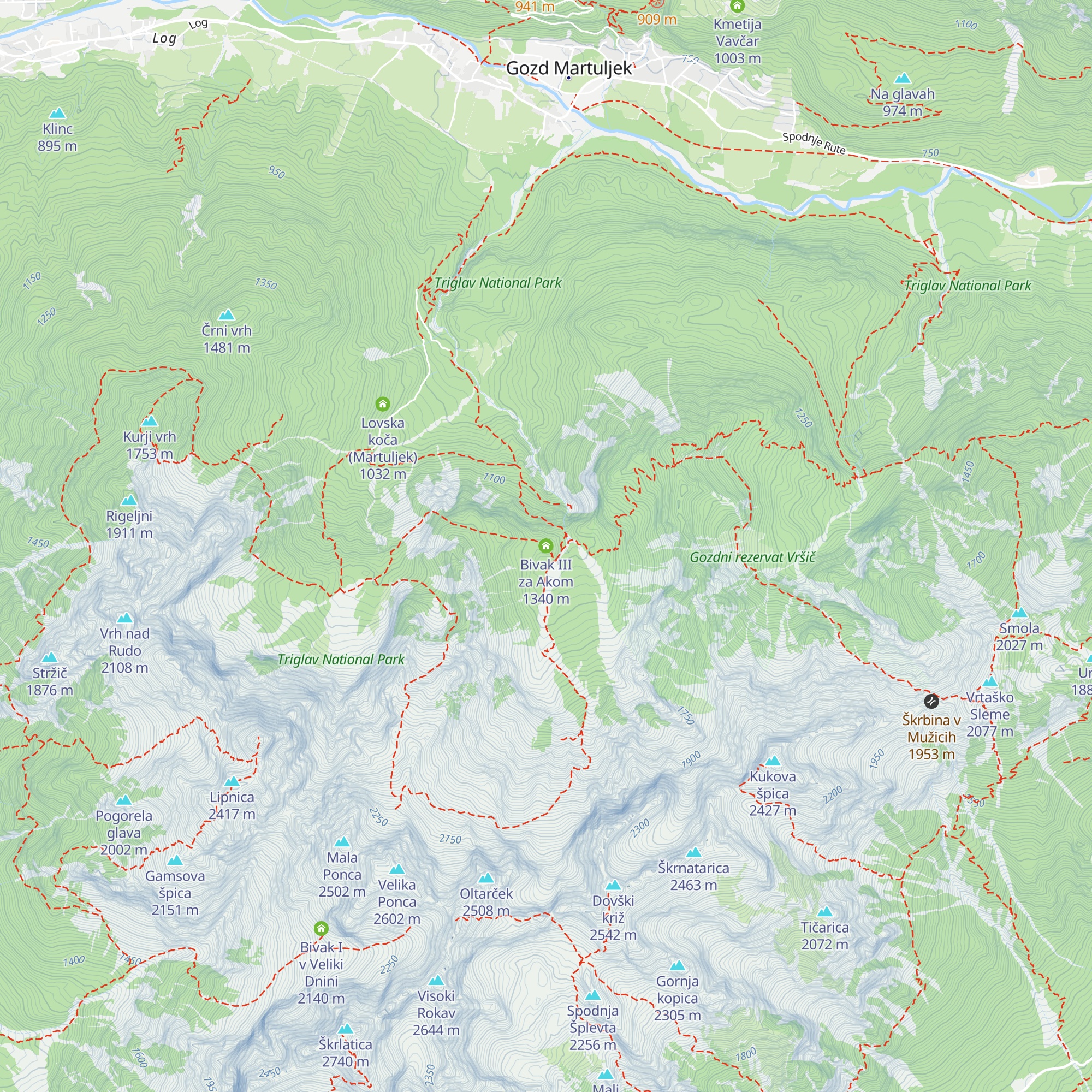 Bivak III za Akom map