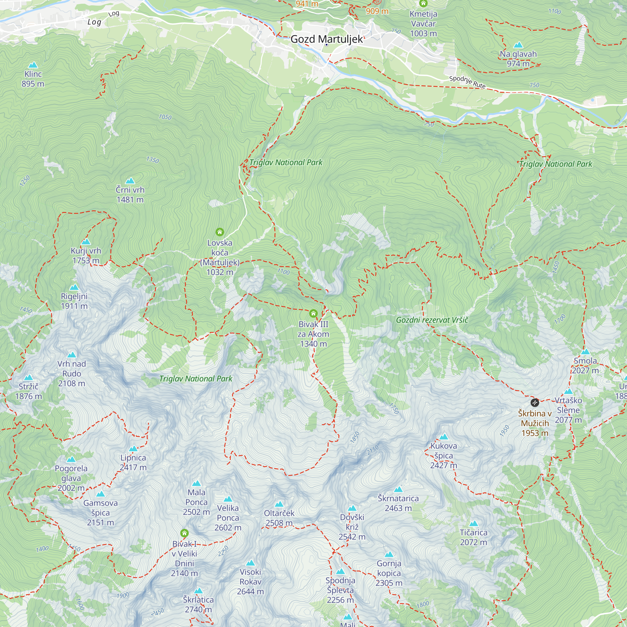 Bivak III za Akom map