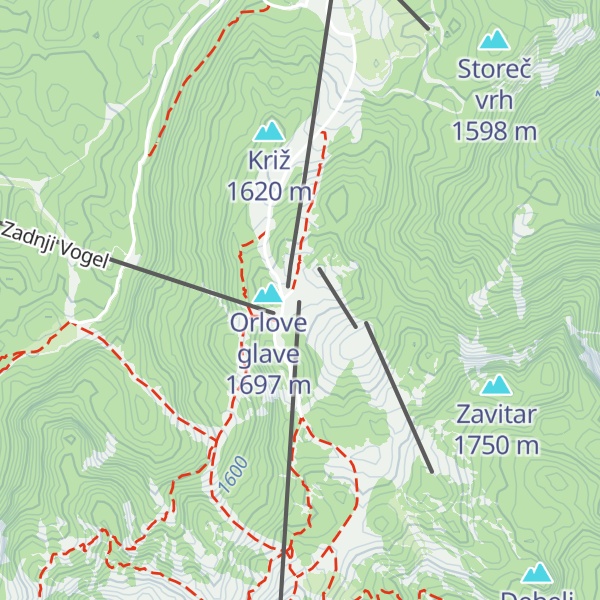 Map of Okrepčevalnica Orlove glave