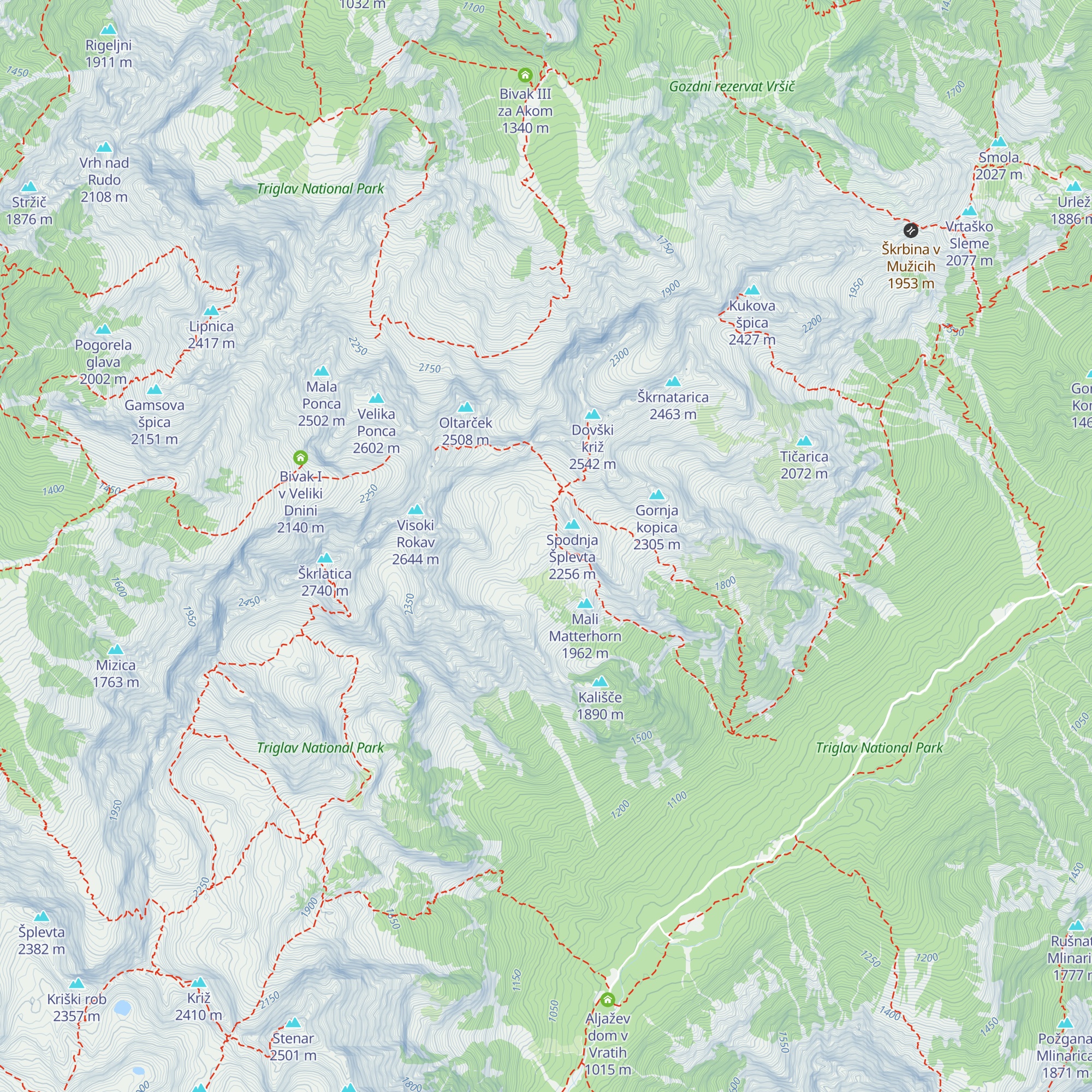 Bivak II na Jezerih map