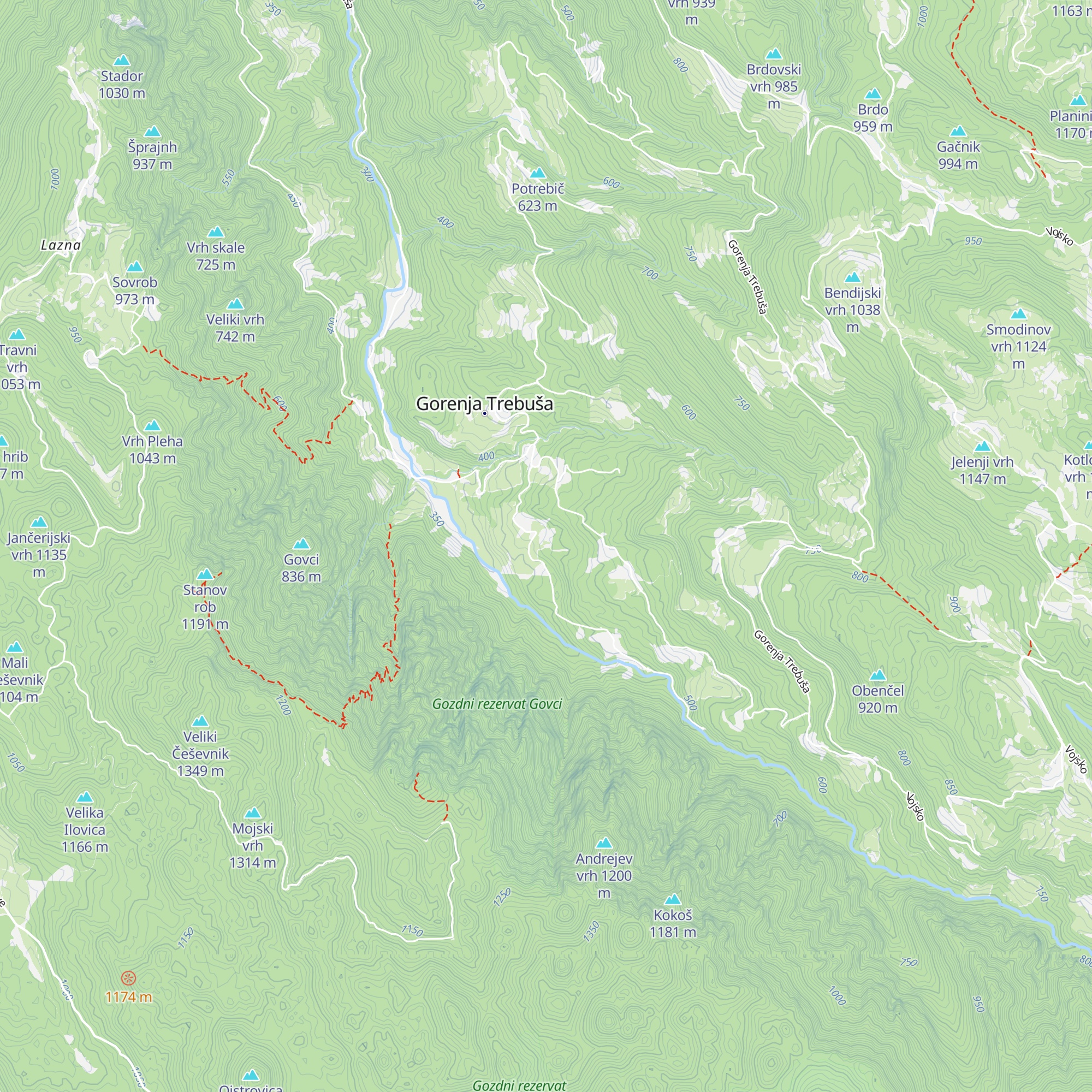 Lovska družina Trebuša map